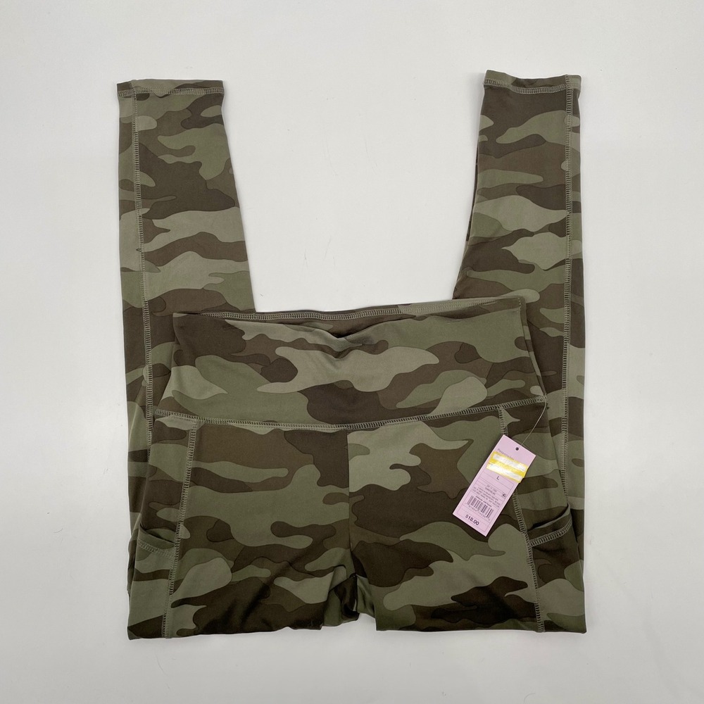 NWT Wild Fable Women Camo High Rise Legging Pants Pockets Size L Anke Length